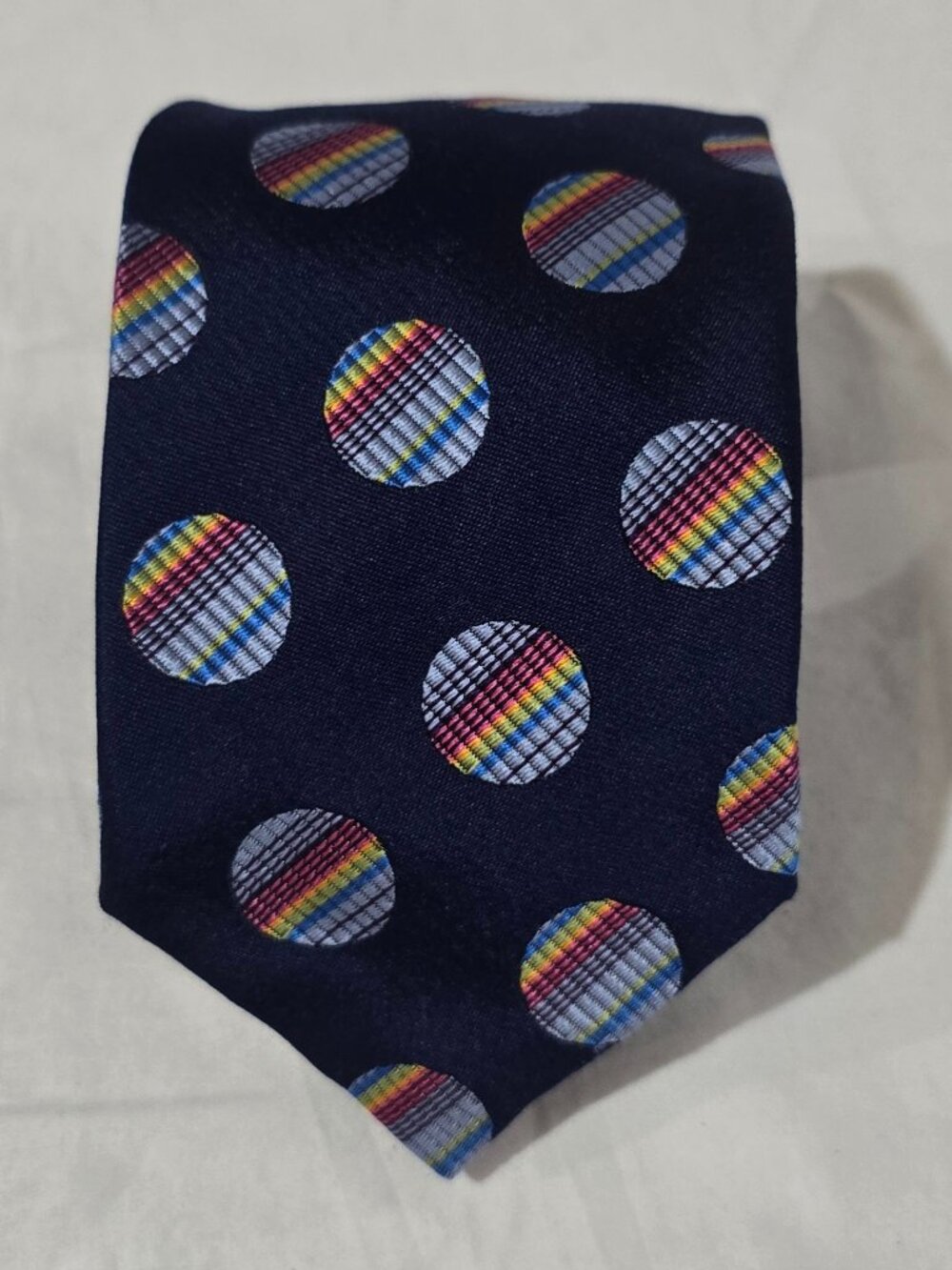 Berend DeWitt Handmade in Italy Silk Necktie - Blue Rainbow Orbs